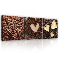 Consalnet Vászonkép 3 darabos, Kávé szív, 3 db 25x25 cm méret (C5-13231S13)