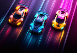 Consalnet Neon versenyautók poszter, fotótapéta Vlies (254 x 184 cm) (C1-15550V4)