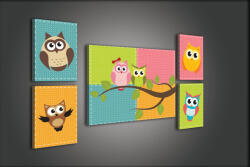 Consalnet Vászonkép, 5 darabos Baglyok variálható elrendezésben (C5-1813S14)