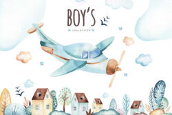 Dimex Vlies Fotótapéta - Watercolor airplane - 375x250 cm (MS-5-1436)