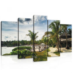 Consalnet Vászonkép 5 darabos, Tengerparti pálmafás terasz 100x60 cm méretben (C5-11355S17)