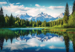 Consalnet Tükröződő tó a hegyek előtt poszter, fotótapéta, Vlies (350 x 250 cm) (C1-15640VX7)