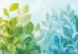 Consalnet Zöld-kék levelek feltörőben poszter, fotótapéta, Vlies (200 x 140 cm) (C1-15611VX4)