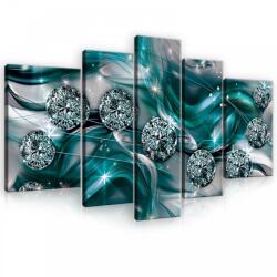 Consalnet Vászonkép, 5 darabos, Türkiz absztrakt gyöngyökkel 170x100 cm méretben (C5-10578S4A)