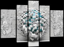 Consalnet Vászonkép, 5 darabos, Kitörő téglafal 170x100 cm méretben (C5-20133S4A)