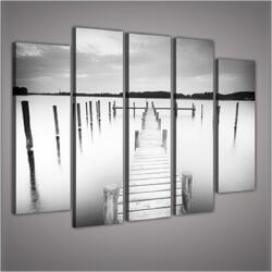 Consalnet Vászonkép, 5 darabos Móló fekete-fehér 150x100 cm méretben (C5-1984S12)