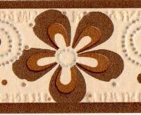 Jász-Iron Beige-sötétbarna margaréta mintás bordűr (227-081)