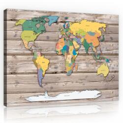 Consalnet Színes világtérkép, vászonkép, 60x40 cm méretben (C5-10869O4)