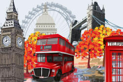 Dimex Vlies Fotótapéta - London Vintage Poster - 375x250 cm (MS-5-2180)