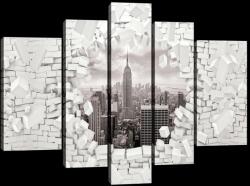 Consalnet Vászonkép, 5 darabos, New York a leomló téglafal mögött 170x100 cm méretben (C5-20089S4A)