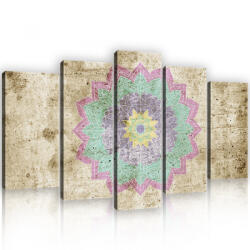 Consalnet Vászonkép 5 darabos, Kőfalba vésett mandala motívum 100x60 cm méretben (C5-12795S17)