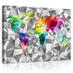 Consalnet Vászonkép, Szines világtérkép, 100x75 cm méretben (C5-11189O1)