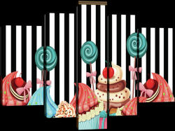 Consalnet Vászonkép, 5 darabos, Sütemények 170x100 cm méretben (C5-20230S4A)