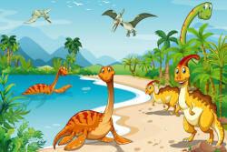 Dimex Vlies Fotótapéta - Dinosaurs on the beach - 375x250 cm (MS-5-1461)