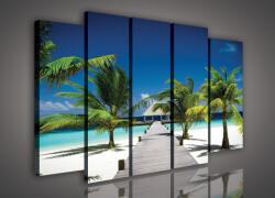 Consalnet Vászonkép, 5 darabos Tenger pálmafákkal 150x100 cm méretben (C5-20048S12)