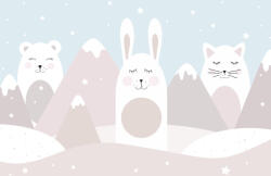 Consalnet Rajzolt gyerekminta, állatok hegyek között poszter, fotótapéta, Vlies (208 x 146 cm) (C1-15202VEXL)