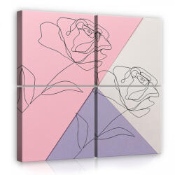 Consalnet Vászonkép 4 darabos, Line art - Rózsák 50x50 cm méretben (C5-14065S20)