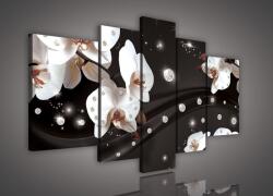 Consalnet Vászonkép, 5 darabos, Orchideák gyöngyökkel 170x100 cm méretben (C5-1649S4A)