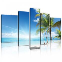 Consalnet Vászonkép, 5 darabos, Pálmafák a tengerparton 170x100 cm méretben (C5-20046S4A)