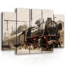 Consalnet Vászonkép, 5 darabos Gőzmozdony 150x100 cm méretben (C5-11388S12)