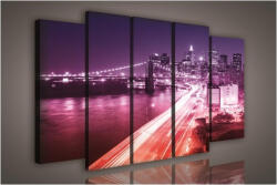 Consalnet Vászonkép, 5 darabos New York éjszaka 150x100 cm méretben (C5-1122S12)