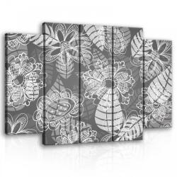 Consalnet Vászonkép, 5 darabos Virág minta szürkében 150x100 cm méretben (C5-11280S12)