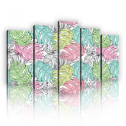 Consalnet Vászonkép 5 darabos, Halvány színű színes levelek 100x60 cm méretben (C5-12604S17)