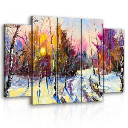 Consalnet Vászonkép, 5 darabos Téli erdő 150x100 cm méretben (C5-11601S12)