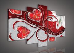 Consalnet Vászonkép, 5 darabos, Szív minta 170x100 cm méretben (C5-167S4A)