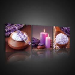Consalnet Vászonkép 3 darabos, Levendula és gyertyák, 3 db 25x25 cm méret (C5-10542S13)