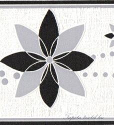 Jász-Iron Fekete-fehér virág mintás bordűr (227-095)