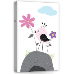 Consalnet Kis madár virágokkal, vászonkép, 40x60 cm méretben (C5-12103O4)