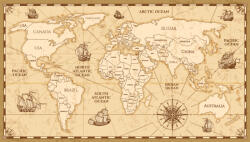 Dimex ANTIQUE WORLD MAP fotótapéta, poszter, vlies alapanyag, 375x250 cm (MS-5-1501)