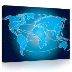 Consalnet Vászonkép, Kék Világtérkép, 100x75 cm méretben (C5-10948O1)