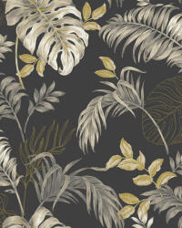 Grandeco Fekete alapon trópusi leveles tapéta (Attitude A64303) (A64303)