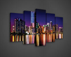 Consalnet Vászonkép 5 darabos, Éjszakai városkép 100x60 cm méretben (C5-419S17)