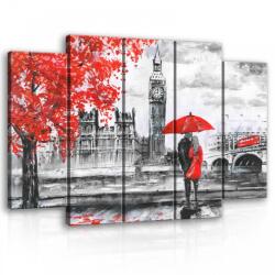 Consalnet Vászonkép, 5 darabos Szerelmes pár Londonban 150x100 cm méretben (C5-11471S12)