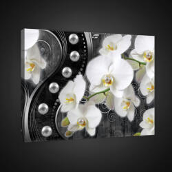 Consalnet Vászonkép, Orchidea gyöngyös háttérrel, 80x60 cm méretben (C5-2398O6)