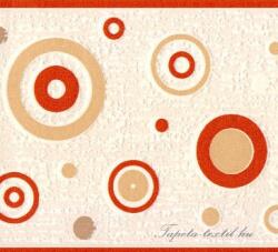 Jász-Iron Beige-téglavörös kör mintás bordűr (227-056)