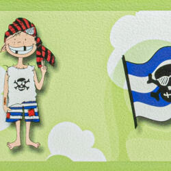 Jász-Iron Zöld alapon kalóz mintás bordűr (5720-25)