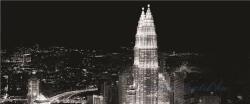 Consalnet Petronas-ikertorony az éjszakában, Kuala Lumpur poszter, fotótapéta 286VEP /250x104 cm/ (286-VEP)