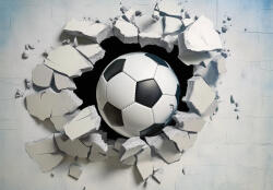 Consalnet Falból kitörő focilabda poszter, fotótapéta, Vlies (150 x 105 cm) (C1-15583VX3)