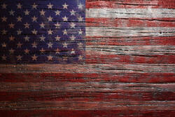 Dimex Vlies Fotótapéta - USA Flag on Wooden Texture - 375x250 cm (MS-5-3016)