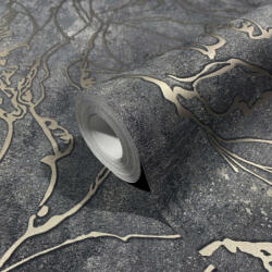 Marburg Fekete-ezüst márvány törések beton alapon tapéta (City Glow 34257) (34257)