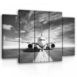 Consalnet Vászonkép, 5 darabos Repülőgép fekete-fehér 150x100 cm méretben (C5-11386S12)
