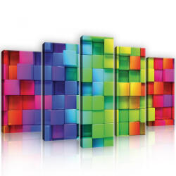 Consalnet Vászonkép 5 darabos, Színes kockák 3D hatással 100x60 cm méretben (C5-21022S17)