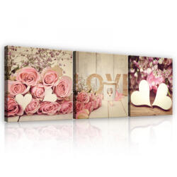 Consalnet Vászonkép 3 darabos, Rózsák szívvel, 3 db 25x25 cm méret (C5-2572S13)