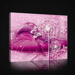 Consalnet Vászonkép, Pitypang a lepkékkel, bordó háttérrel 80x60 cm méretben (C5-2681O6)