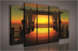 Consalnet Vászonkép, 5 darabos Naplemente a mólónál 150x100 cm méretben (C5-189S12)