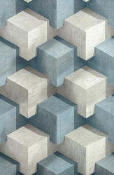 Ugepa Türkiz-szürke 3D kockás tapéta (L20101) (L20101)